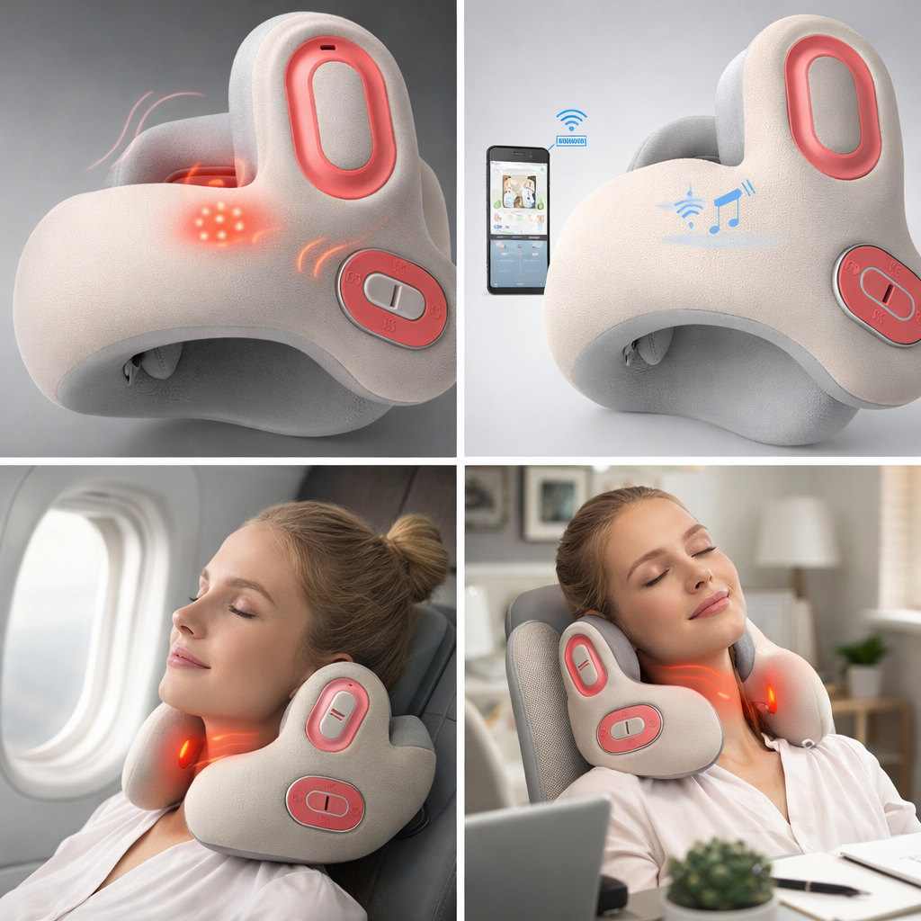 Smart Bluetooth Neck Massage Pillow with Soothing Heat